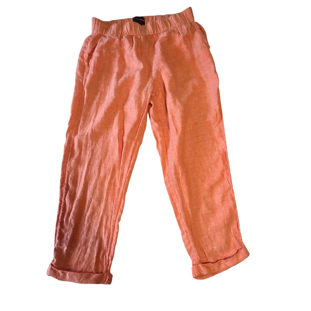 Rachel Roy Linen‎ Pull On Pants Coral Salmon Relaxed Tapered Leg Medium